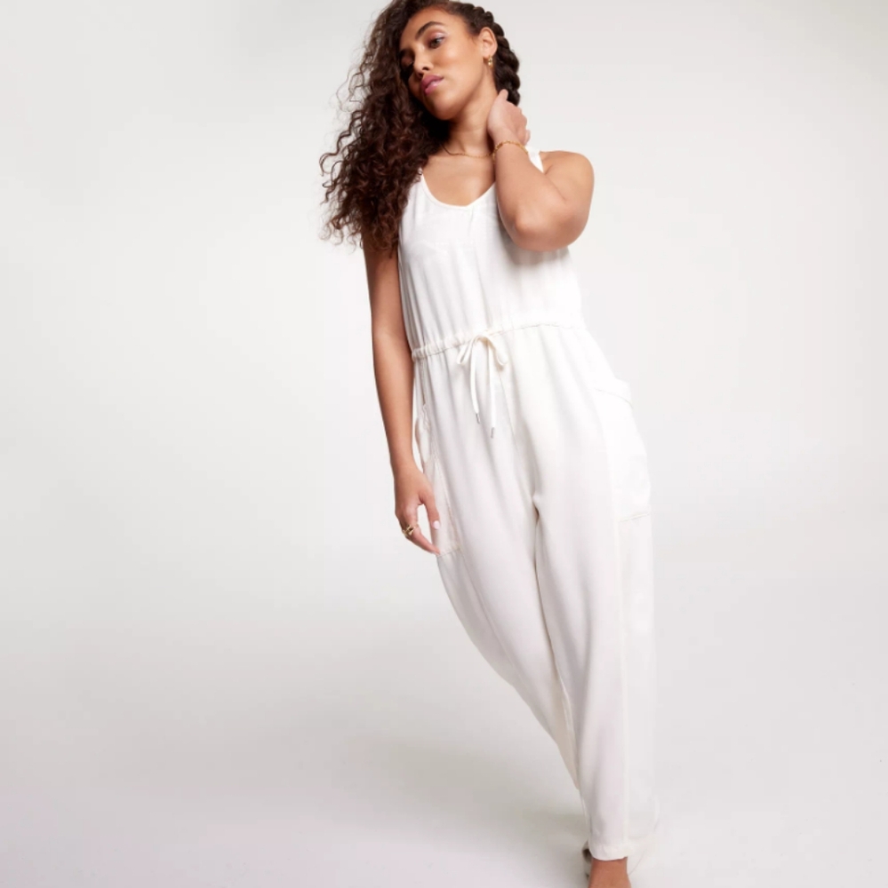 CALIA by Carrie Underwood Cream Jumpsuit Sleeveless Relaxed Fit